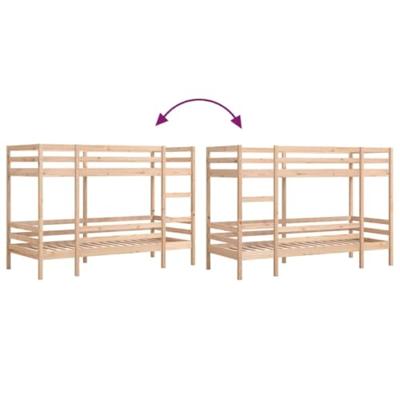 Stapelbedframe zonder matras massief grenenhout 90x200 cm