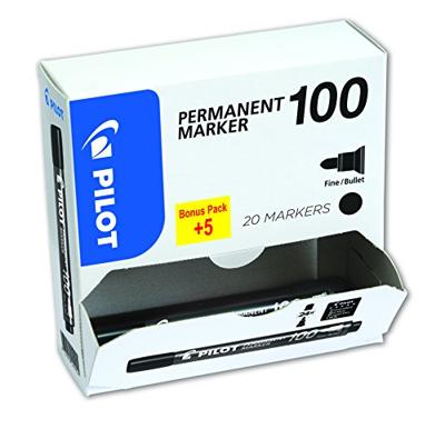 Pilot permanent marker 100, XXL doos met 15 + 5 stuks, blauw