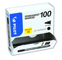 Pilot permanent marker 100, XXL doos met 15 + 5 stuks, blauw - thumbnail