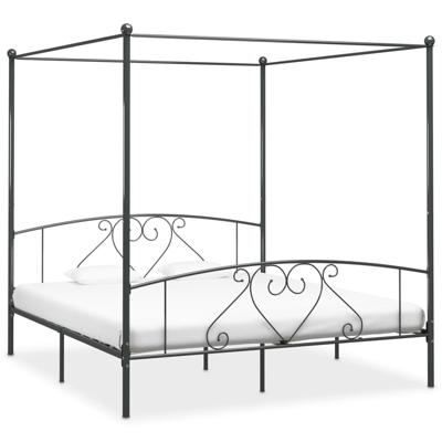 vidaXL Hemelbedframe metaal grijs 200x200 cm