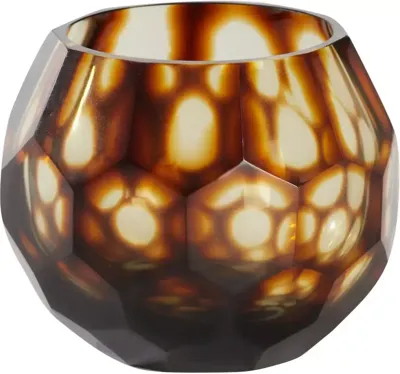 Light & Living theelichthouder glas eliza 12x10cm bruin