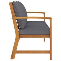 Tuinbank met donkergrijs kussen 120 cm massief acaciahout - thumbnail