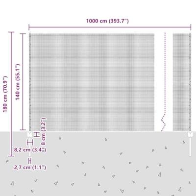 VidaXL Hek met paal zilver 1,4 x 10 m staal