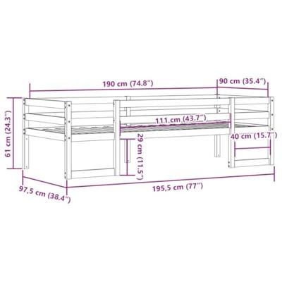 Kinderbedframe massief grenenhout 90x190 cm