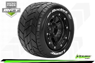 Louise MT-Rocket MFT banden op zwarte velgen - 1/2 offset - Traxxas Maxx Louise MT-Rocket MFT banden op zwarte velgen - 1/2 offset - Traxxas Maxx