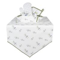 Clayre & Eef Tafelloper 50x160 cm Wit Katoen Olijven - thumbnail