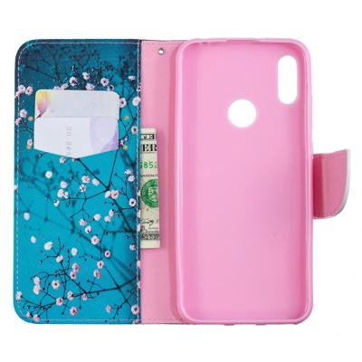 Gekleurde tekening patroon horizontale Flip lederen case voor Huawei Y6 & Y6Pro met houder & kaartsleuven & portemonnee (Plum Blossom)