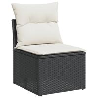 9-delige Loungeset met kussens poly rattan zwart - thumbnail