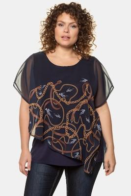 Ulla Popken Blouse, dubbellaags, oversized schouders - Grote Maten
