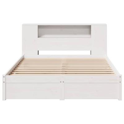 Bed met boekenkast zonder matras grenenhout wit 160x200 cm