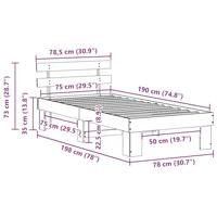 Bedframe met hoofdeinde Wit 75 x 190 cm Massief grenenhout - thumbnail