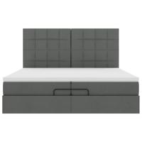 Ottoman bed met matrassen 200x200cm stof donkergrijs - thumbnail