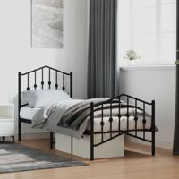 Bedframe met hoofd- en voeteneinde metaal zwart 75x190 cm - thumbnail