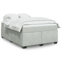 Boxspring met matras fluweel lichtgrijs 140x190 cm - thumbnail