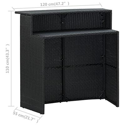 VidaXL Tuinbartafel 120x55x110 cm poly rattan zwart VidaXL Tuinbartafel 120x55x110 cm poly rattan zwart