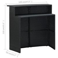 Tuinbartafel 120x55x110 cm poly rattan zwart - thumbnail