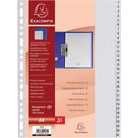 Exacompta tabbladen numeriek voor ft A4, uit PP, 31 tabs, grijs - thumbnail