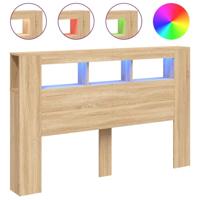 Hoofdbord met LED 160x18,5x103,5 cm bewerkt hout sonoma eiken - thumbnail