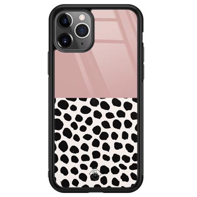iPhone 11 Pro Max glazen hardcase - Pink dots iPhone 11 Pro Max glazen hardcase - Pink dots