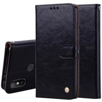 Zakelijke stijl olie Wax textuur horizontale Flip lederen Case voor de Xiaomi Mi 6 X / A2 met houder & kaartsleuven & Wallet(Black) - thumbnail