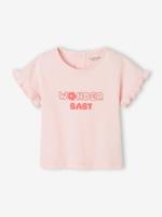 T-shirt voor baby's met boodschap in biologisch katoen lichtroze - thumbnail