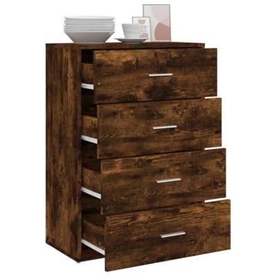 Dressoir 60x31x84 cm bewerkt hout gerookt eikenkleurig