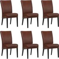 Set van 6 Cognac leren landelijke eetkamerstoelen Just - Granada leer Cognac (cognac leer) - thumbnail