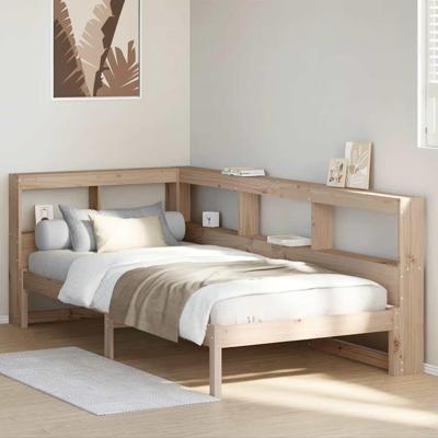 Bed met boekenkast zonder matras massief grenenhout 90x200 cm