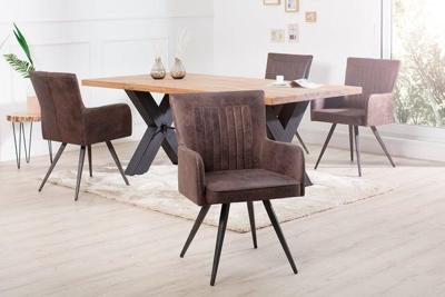 Retro design stoel ROADSTER antiek bruin met armleuningen - 37317