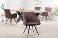 Retro design stoel ROADSTER antiek bruin met armleuningen - 37317 - thumbnail