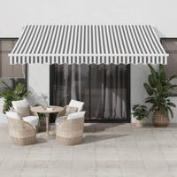 VidaXL Luifel handmatig uittrekbaar 400x300 cm antraciet en wit - thumbnail