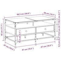 Salontafel met glazen blad 98,5x50x45 cm sonoma eiken staal - thumbnail