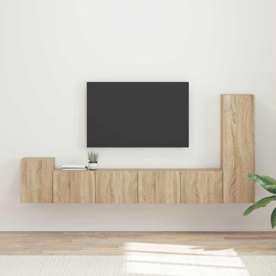 Tv-meubelset Wandgemonteerd 3 pcs Sonoma Eiken Bewerkt hout