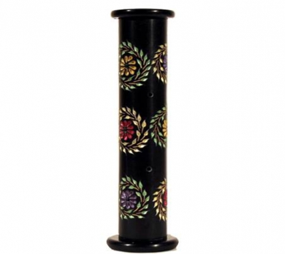 Wierookbrander Pilaar Zeepsteen met Bloemen