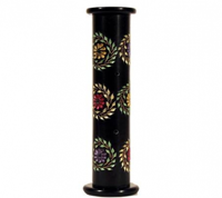 Wierookbrander Pilaar Zeepsteen met Bloemen - thumbnail