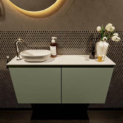 MONDIAZ FOWY toiletmeubel 100cm kleur army. Waskom positie links kleur talc | talc. Met 1 kraangat