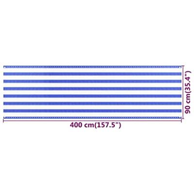 Balkonscherm 90x400 cm HDPE blauw en wit