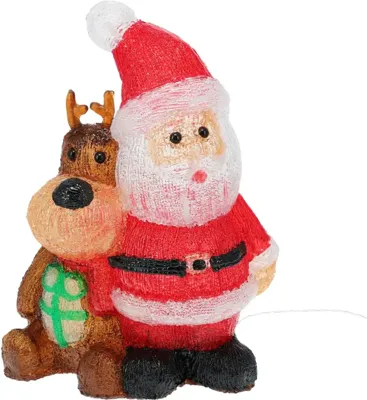 Kerstfiguur LED kerstman en rendier met LED-verlichting 39cm