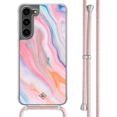 Samsung Galaxy S23 Plus hoesje met rosegoud koord - Pink glam