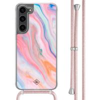 Samsung Galaxy S23 Plus hoesje met rosegoud koord - Pink glam - thumbnail