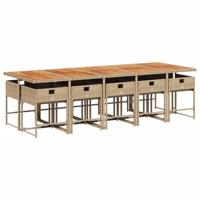 11-delige Tuinset met kussens poly rattan beige - thumbnail