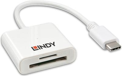 LINDY 43185 Externe geheugenkaartlezer Micro-SD, SD, USB-A 3.2 Gen 1 Wit
