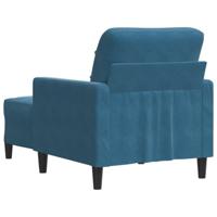 Fauteuil met voetenbank 60 cm fluweel blauw - thumbnail