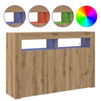 Dressoir artisanaal eikenkleurig 116 x 30 x 75 cm Bewerkt hout - thumbnail