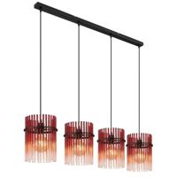 Globo Zwarte hanglampGorley met rood glas 4-lichts - 15698-4HBR - thumbnail