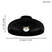 Eglo Slaapkamer plafondlampMogano zwart Ø 40cm - 43637 - thumbnail