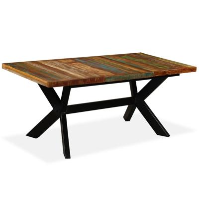 Eettafel 180 cm massief gerecycled hout en stalen kruis