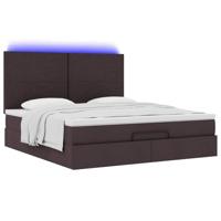 Ottoman bed met matras en LED's 180x200cm stof donkerbruin - thumbnail