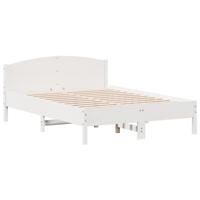 Bedframe met hoofdbord massief grenenhout wit 140x190 cm - thumbnail