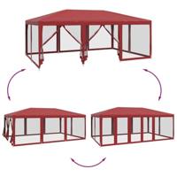 VidaXL Partytent met 10 mesh zijwanden 6x4 m hdpe rood - thumbnail